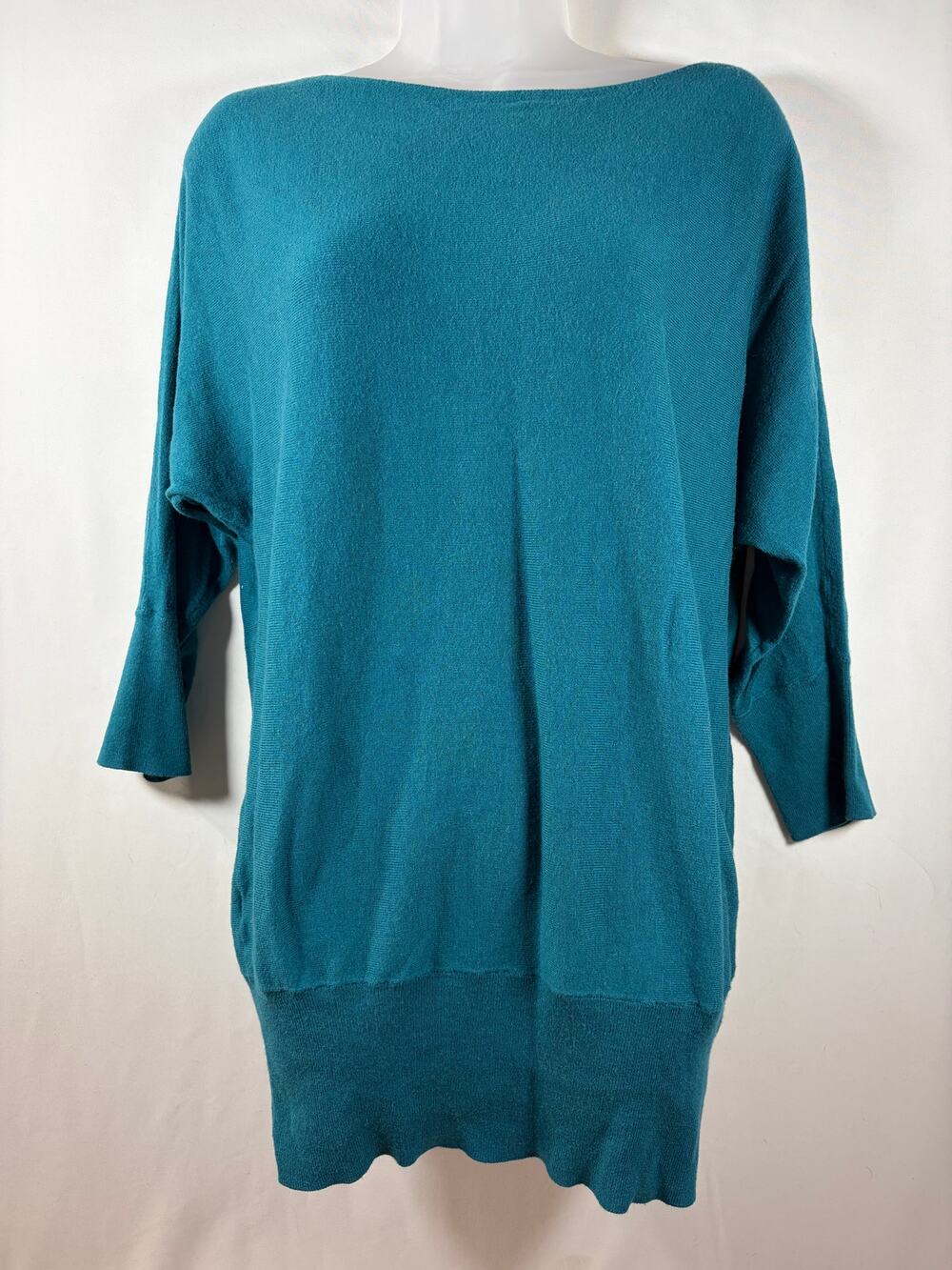 Ann Taylor Factory Boatneck Greenish Blue Long Sweater Medium EUC